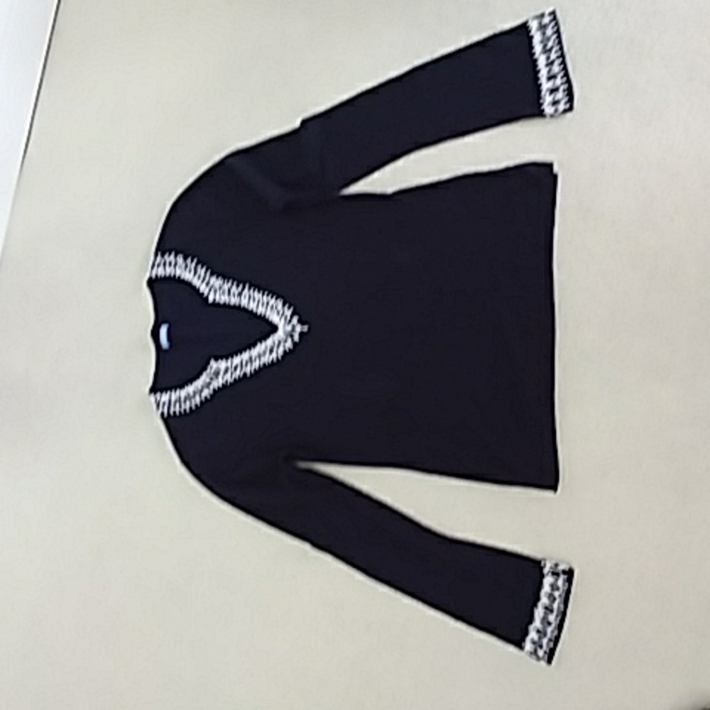 J McLaughlin Navy pullover white beading